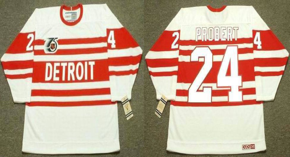 2019 Men Detroit Red Wings 24 Probert White CCM NHL jerseys1